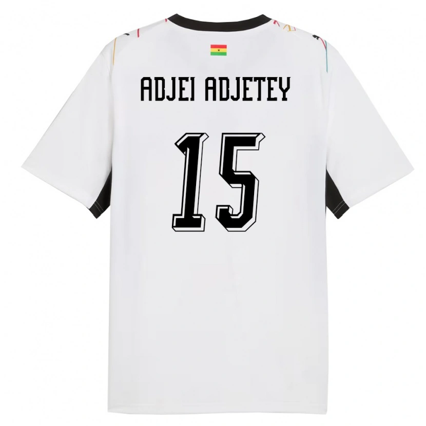 Danxen Barn Ghana Jonas Adjei Adjetey #15 Vit Svart Gul Hemmatröja Matchtröjor 26-28 Tröjor T-Tröja