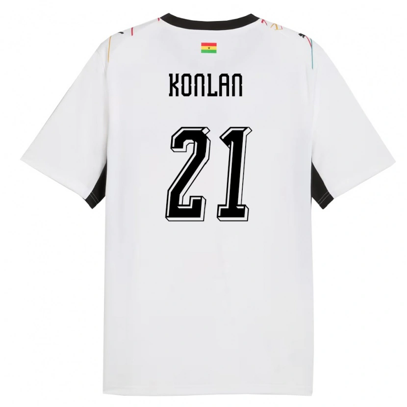 Danxen Barn Ghana Cynthia Konlan #21 Vit Svart Gul Hemmatröja Matchtröjor 26-28 Tröjor T-Tröja