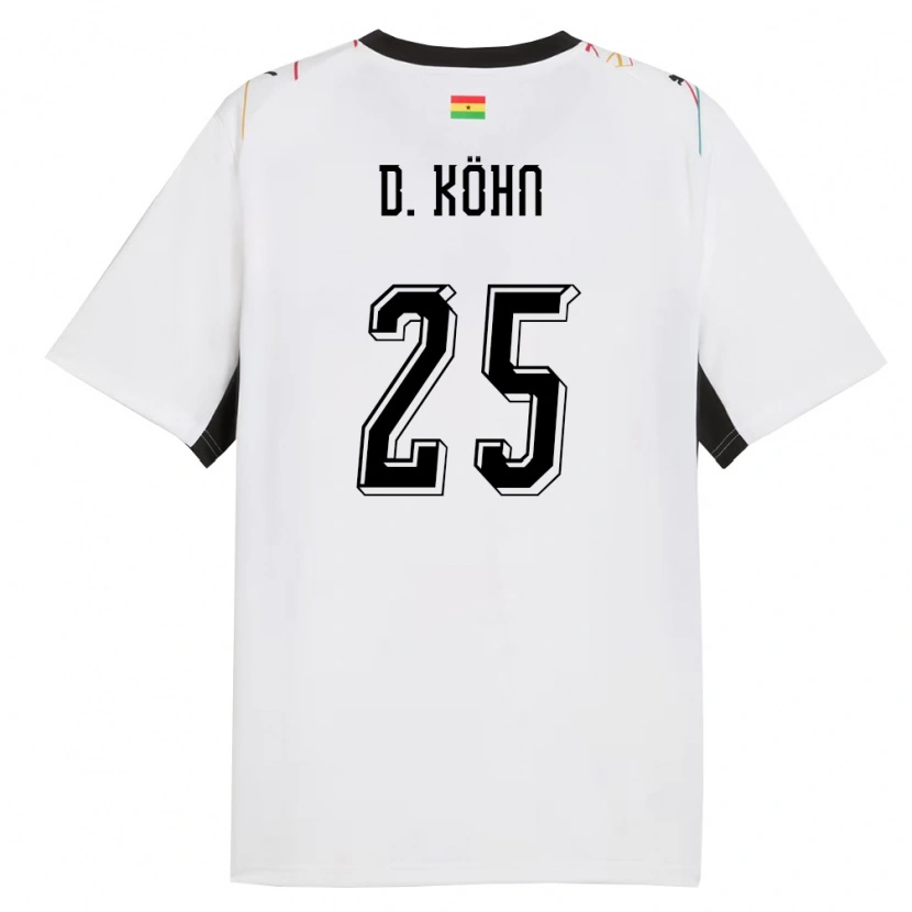 Danxen Barn Ghana Derrick Köhn #25 Vit Svart Gul Hemmatröja Matchtröjor 26-28 Tröjor T-Tröja