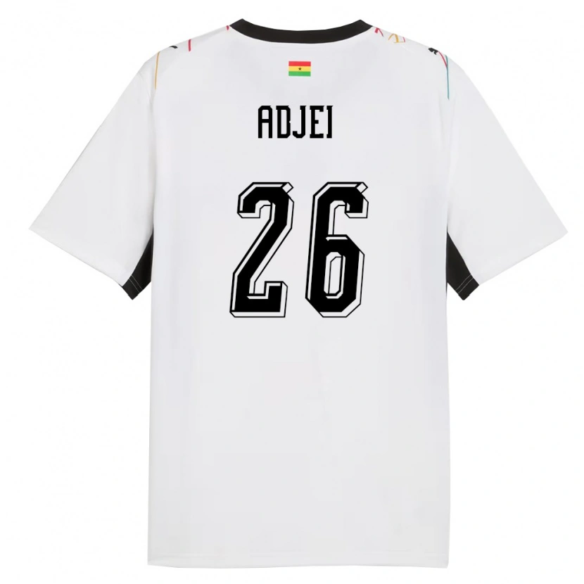 Danxen Barn Ghana Nathaniel Adjei #26 Vit Svart Gul Hemmatröja Matchtröjor 26-28 Tröjor T-Tröja
