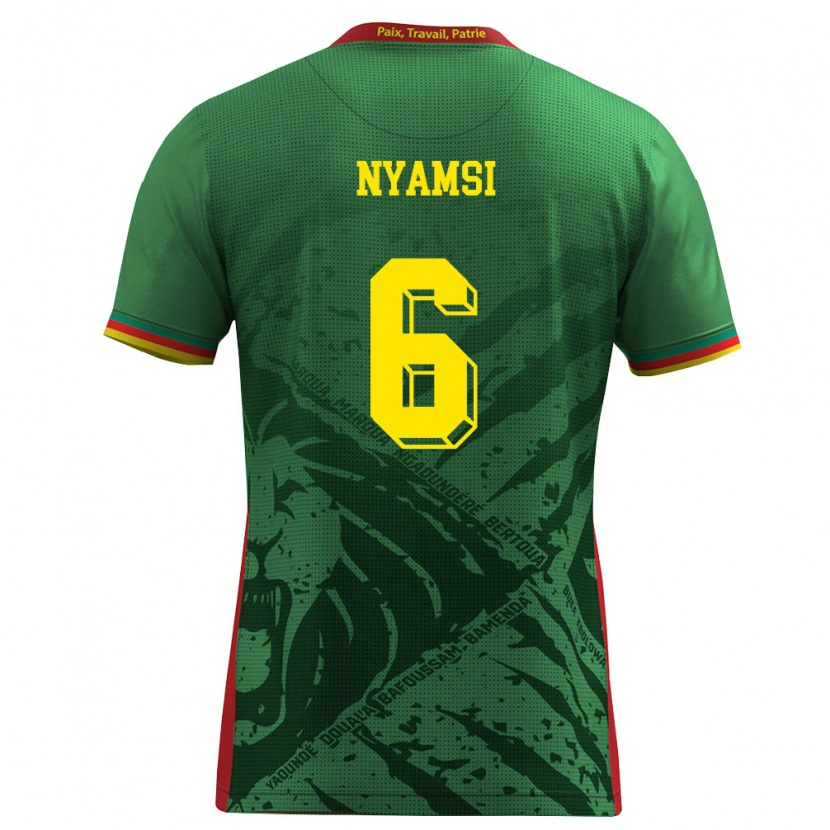 Danxen Barn Kamerun Gerzino Nyamsi #6 Grön Gul Röd Hemmatröja Matchtröjor 26-28 Tröjor T-Tröja