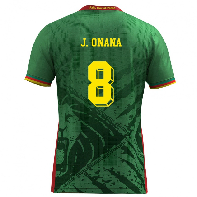 Danxen Barn Kamerun Jean Onana #8 Grön Gul Röd Hemmatröja Matchtröjor 26-28 Tröjor T-Tröja