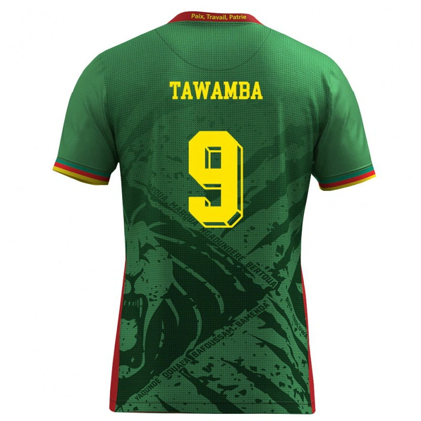 Danxen Barn Kamerun Leandre Tawamba #9 Grön Gul Röd Hemmatröja Matchtröjor 26-28 Tröjor T-Tröja