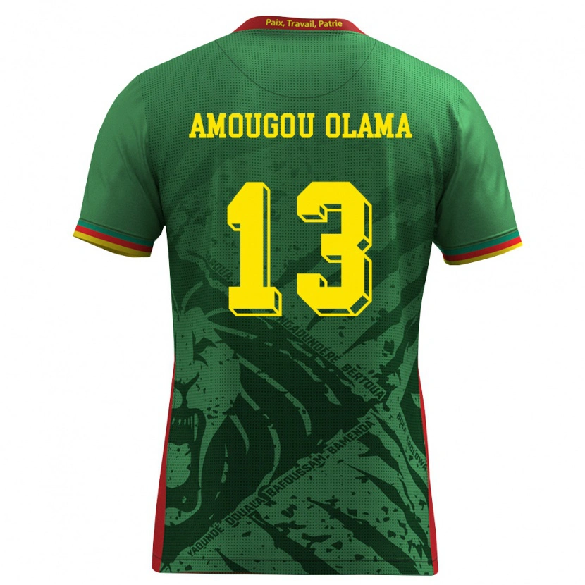 Danxen Barn Kamerun Maurel Amougou Olama #13 Grön Gul Röd Hemmatröja Matchtröjor 26-28 Tröjor T-Tröja