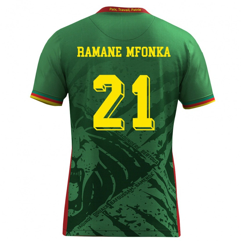Danxen Barn Kamerun Abdel Ramane Mfonka #21 Grön Gul Röd Hemmatröja Matchtröjor 26-28 Tröjor T-Tröja