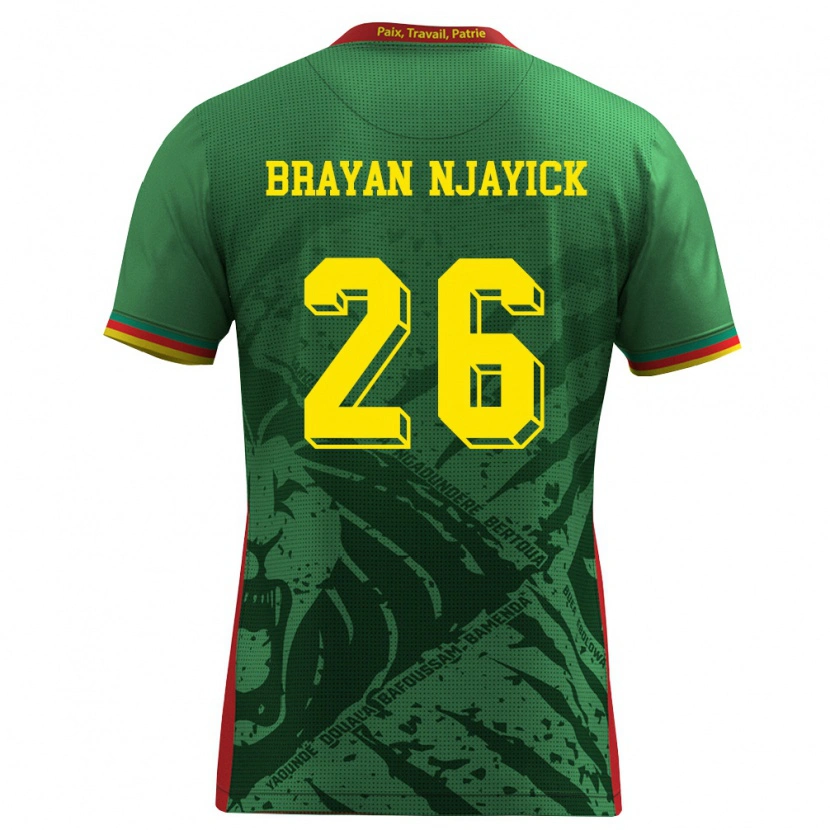 Danxen Barn Kamerun Fils Brayan Njayick #26 Grön Gul Röd Hemmatröja Matchtröjor 26-28 Tröjor T-Tröja
