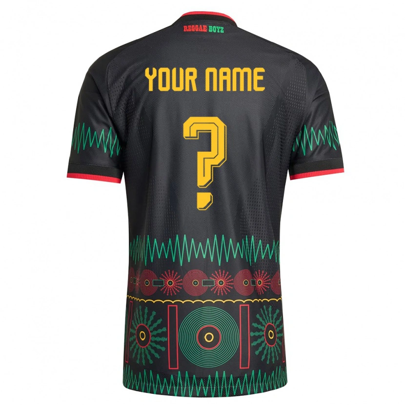 Danxen Barn Jamaica Ditt Namn #0 Svart Röd Gul Bortatröja Matchtröjor 26-28 Tröjor T-Tröja