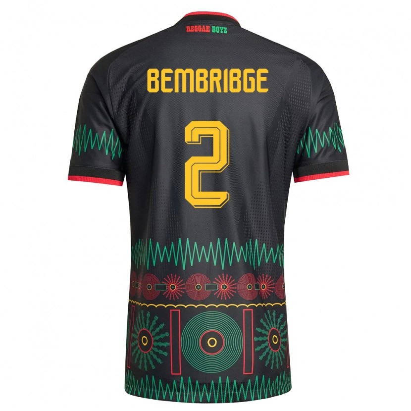 Danxen Barn Jamaica Tyraun Bembribge #2 Svart Röd Gul Bortatröja Matchtröjor 26-28 Tröjor T-Tröja