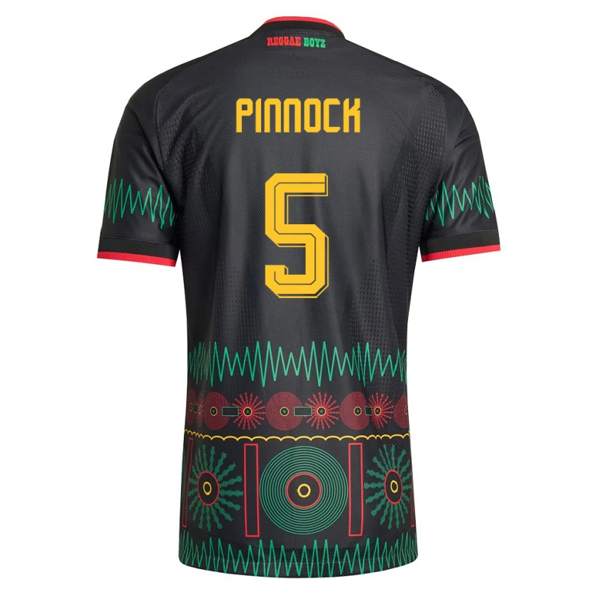 Danxen Barn Jamaica Ethan Pinnock #5 Svart Röd Gul Bortatröja Matchtröjor 26-28 Tröjor T-Tröja
