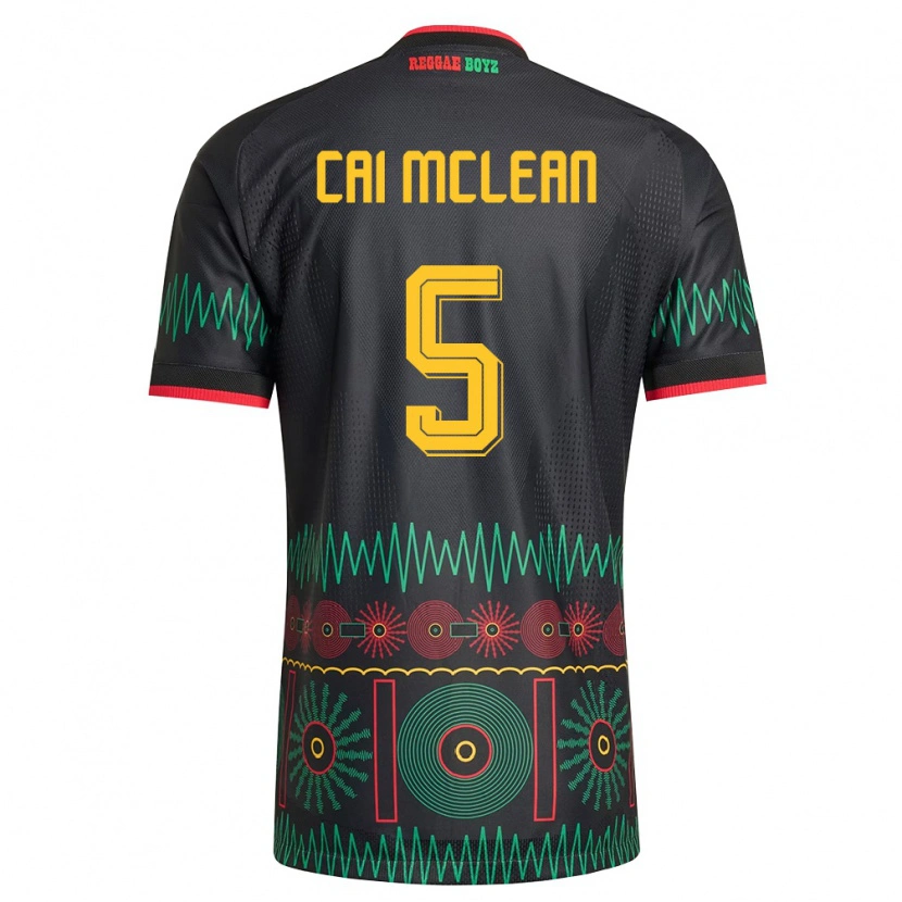 Danxen Barn Jamaica Cai Mclean #5 Svart Röd Gul Bortatröja Matchtröjor 26-28 Tröjor T-Tröja