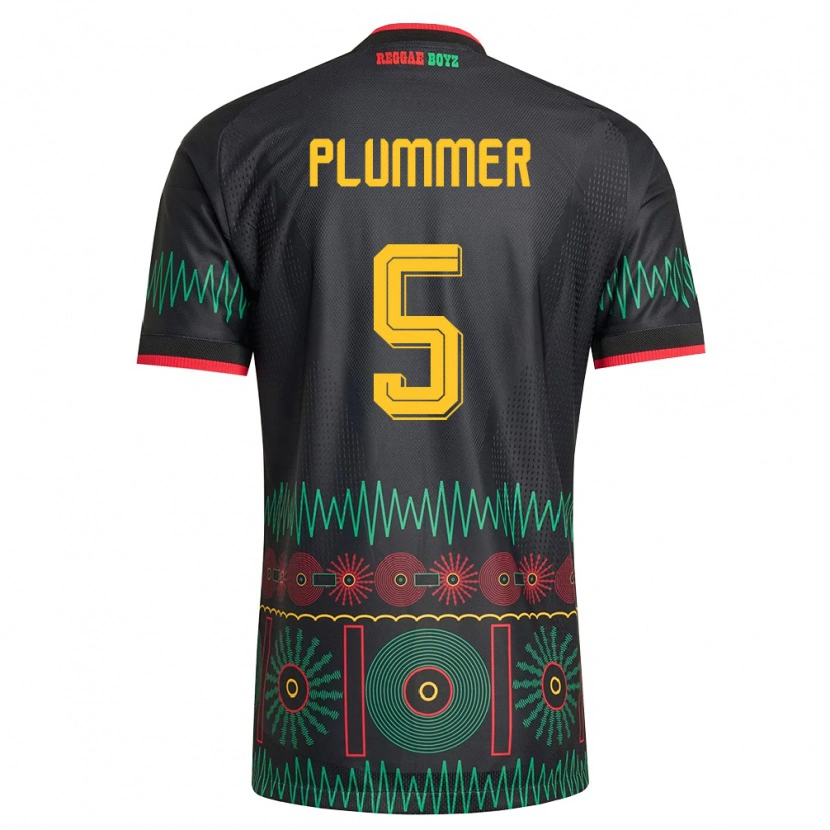 Danxen Barn Jamaica Konya Plummer #5 Svart Röd Gul Bortatröja Matchtröjor 26-28 Tröjor T-Tröja