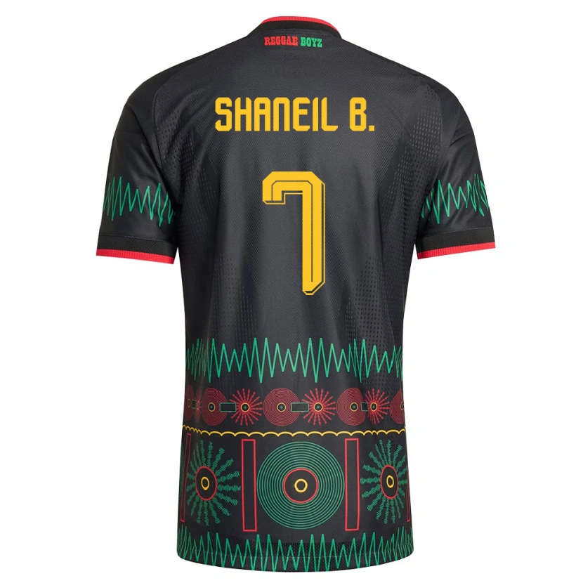 Danxen Barn Jamaica Shaneil Buckley #7 Svart Röd Gul Bortatröja Matchtröjor 26-28 Tröjor T-Tröja