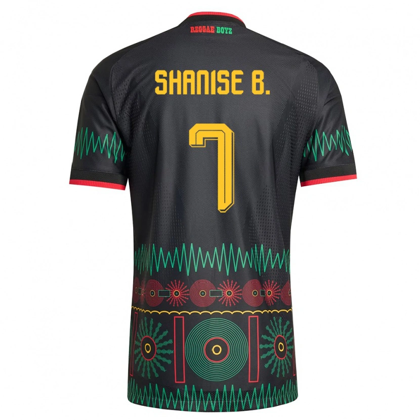 Danxen Barn Jamaica Shanise Buckley #7 Svart Röd Gul Bortatröja Matchtröjor 26-28 Tröjor T-Tröja