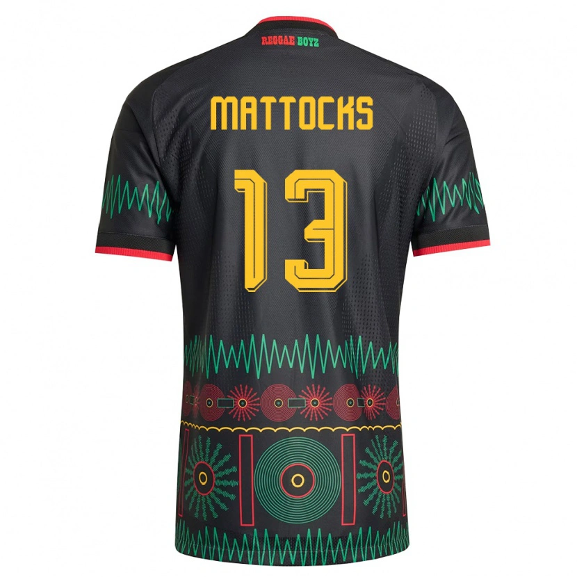 Danxen Barn Jamaica Kemal Mattocks #13 Svart Röd Gul Bortatröja Matchtröjor 26-28 Tröjor T-Tröja