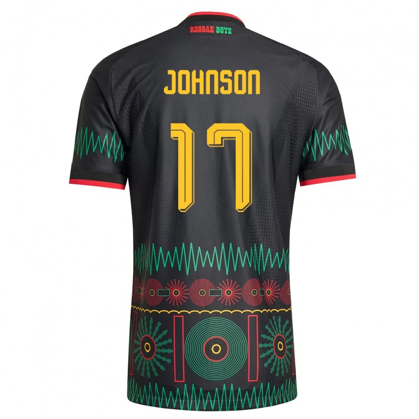 Danxen Barn Jamaica Jabar Johnson #17 Svart Röd Gul Bortatröja Matchtröjor 26-28 Tröjor T-Tröja