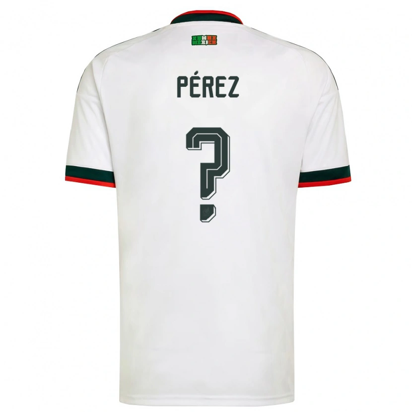 Danxen Barn Mexiko Santiago Pérez #0 Vit Burgund Grön Bortatröja Matchtröjor 26-28 Tröjor T-Tröja
