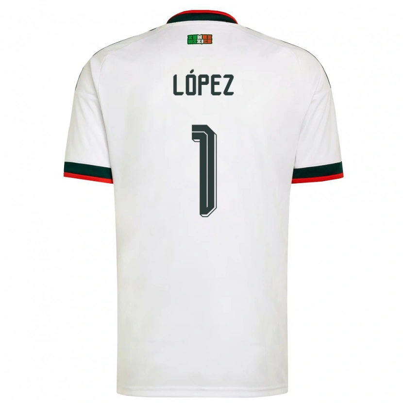 Danxen Barn Mexiko Santiago López #1 Vit Burgund Grön Bortatröja Matchtröjor 26-28 Tröjor T-Tröja