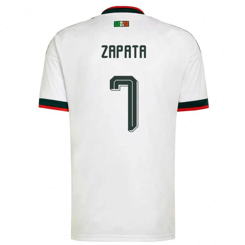 Danxen Barn Mexiko Angel Zapata #7 Vit Burgund Grön Bortatröja Matchtröjor 26-28 Tröjor T-Tröja