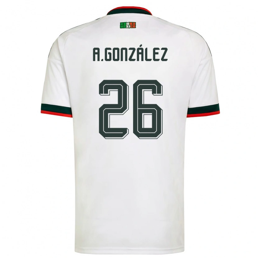 Danxen Barn Mexiko Armando González #26 Vit Burgund Grön Bortatröja Matchtröjor 26-28 Tröjor T-Tröja