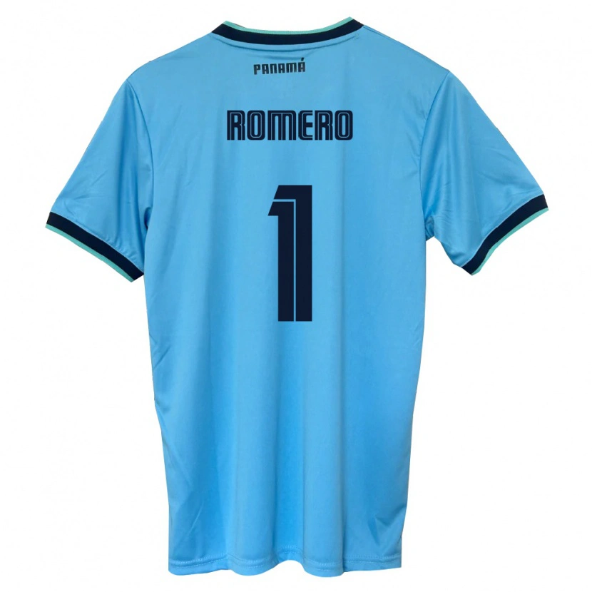 Danxen Barn Panama Manuel Romero #1 Himmelblå Svart Bortatröja Matchtröjor 26-28 Tröjor T-Tröja