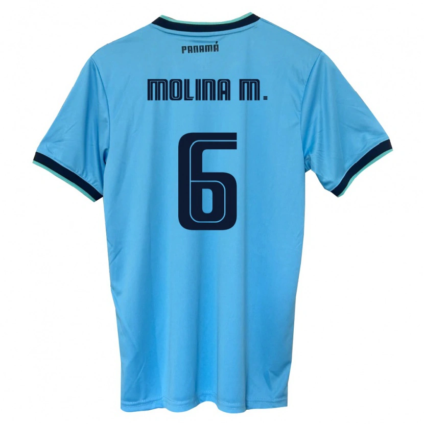 Danxen Barn Panama Mariana Molina #6 Himmelblå Svart Bortatröja Matchtröjor 26-28 Tröjor T-Tröja