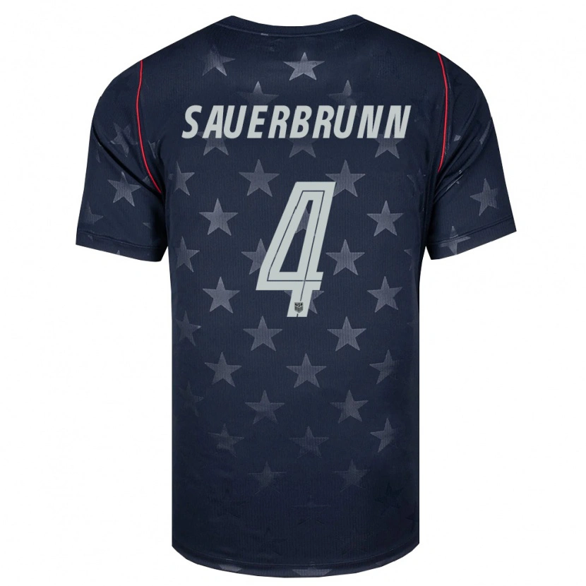 Danxen Barn Usa Becky Sauerbrunn #4 Svart Vit Röd Bortatröja Matchtröjor 26-28 Tröjor T-Tröja