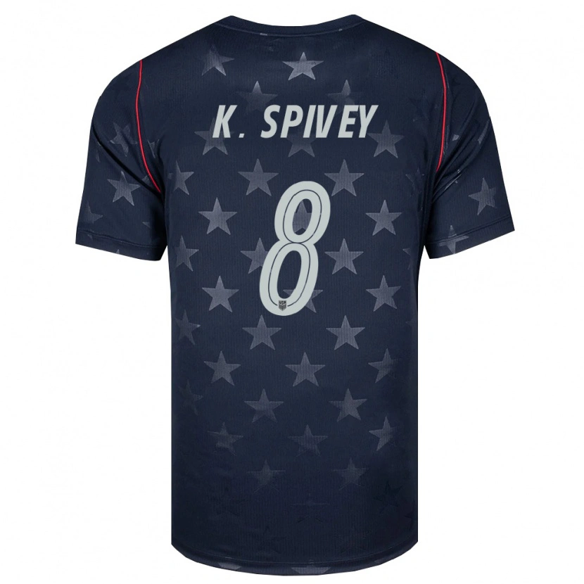 Danxen Barn Usa Kaedren Spivey #8 Svart Vit Röd Bortatröja Matchtröjor 26-28 Tröjor T-Tröja