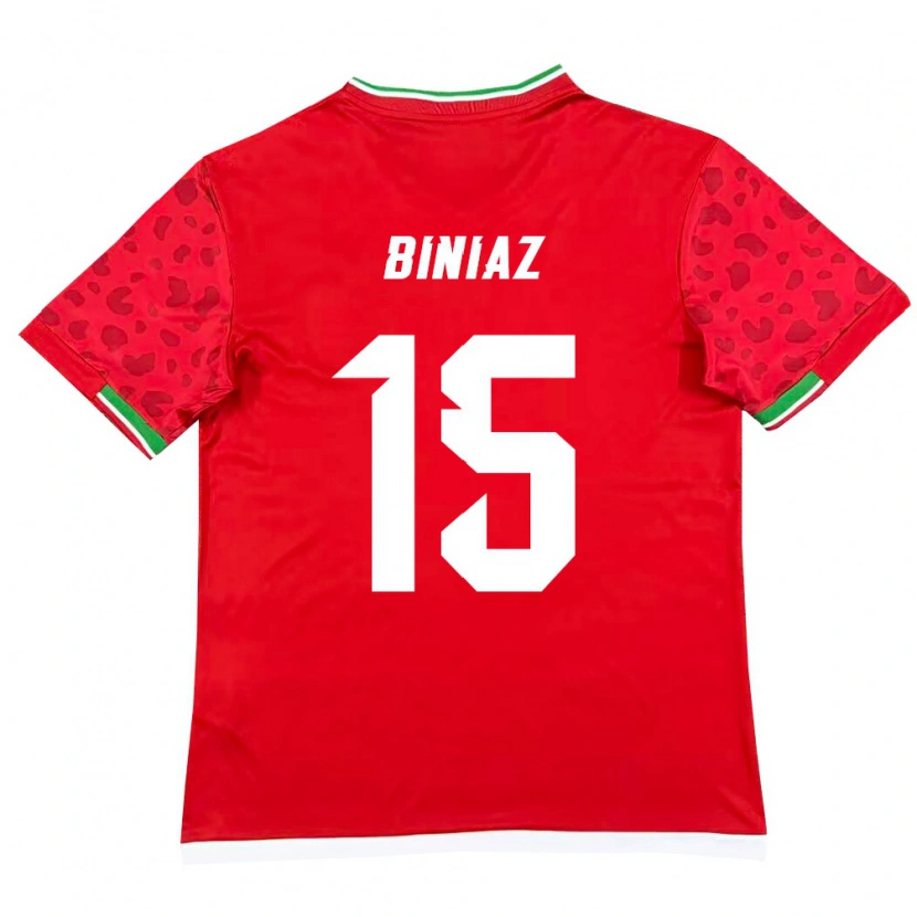 Danxen Barn Iran Mohammad Biniaz #15 Röd Vit Bortatröja Matchtröjor 26-28 Tröjor T-Tröja