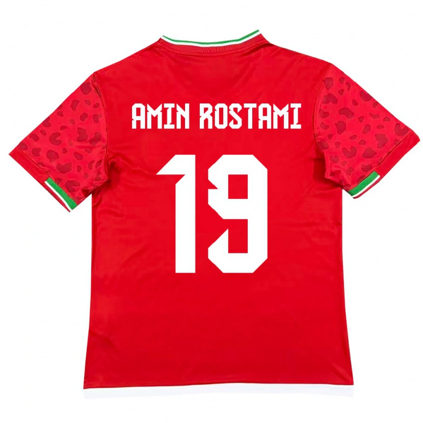 Danxen Barn Iran Mohammad Amin Rostami #19 Röd Vit Bortatröja Matchtröjor 26-28 Tröjor T-Tröja