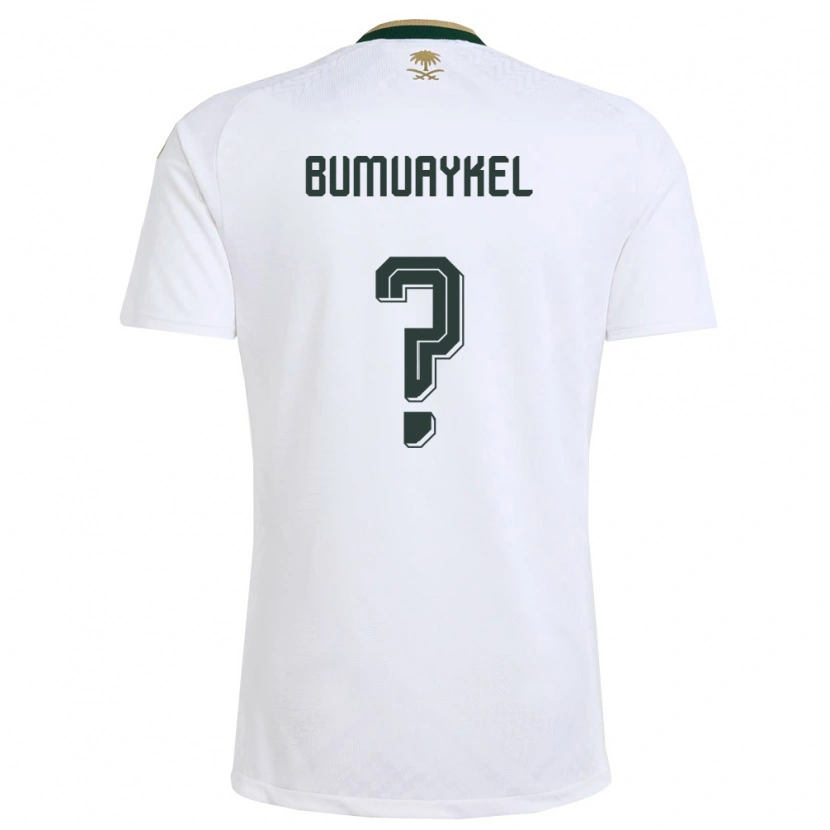 Danxen Barn Saudi-Arabien Mohammed Bumuaykel #0 Vit Grön Guld Bortatröja Matchtröjor 26-28 Tröjor T-Tröja