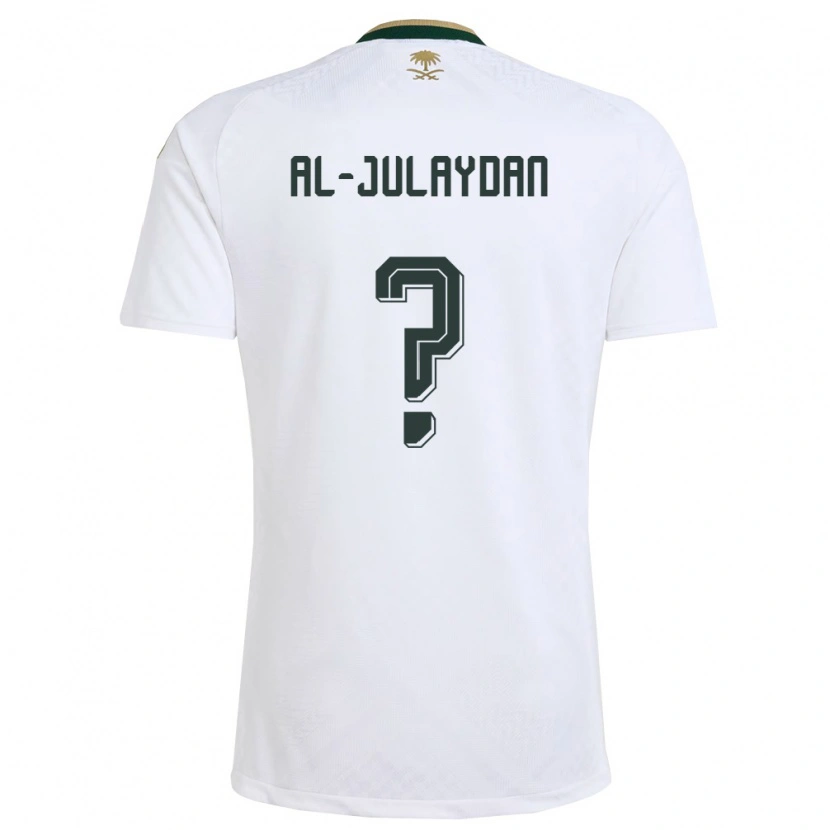 Danxen Barn Saudi-Arabien Ahmed Al-Julaydan #0 Vit Grön Guld Bortatröja Matchtröjor 26-28 Tröjor T-Tröja