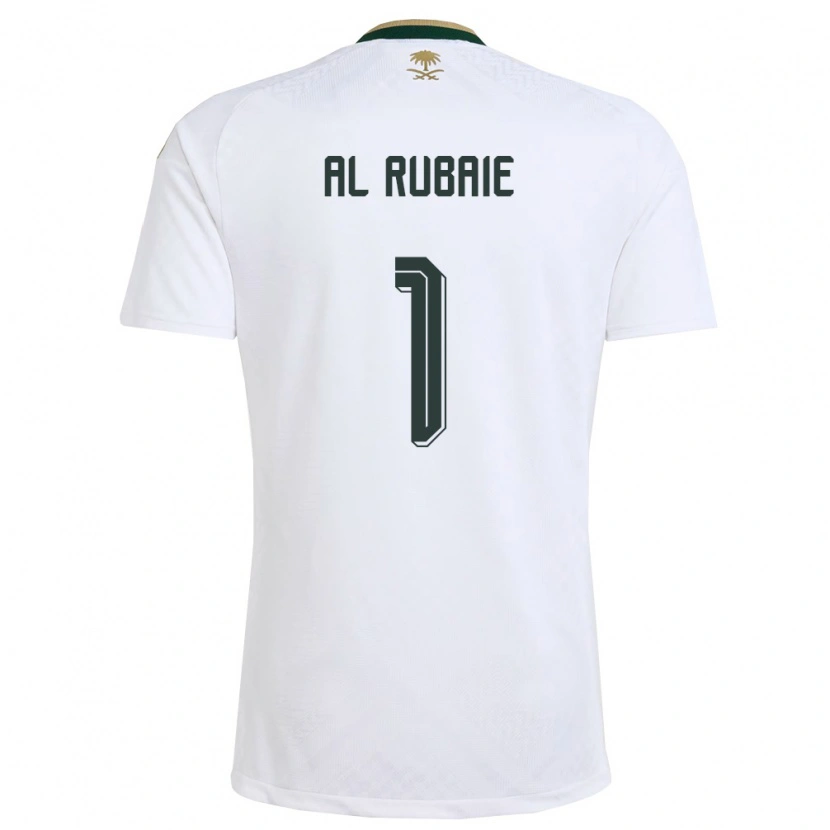 Danxen Barn Saudi-Arabien Mohammed Al Rubaie #1 Vit Grön Guld Bortatröja Matchtröjor 26-28 Tröjor T-Tröja