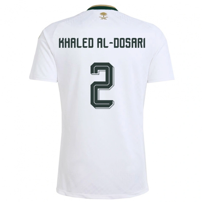 Danxen Barn Saudi-Arabien Yazeed Khaled Al-Dosari #2 Vit Grön Guld Bortatröja Matchtröjor 26-28 Tröjor T-Tröja