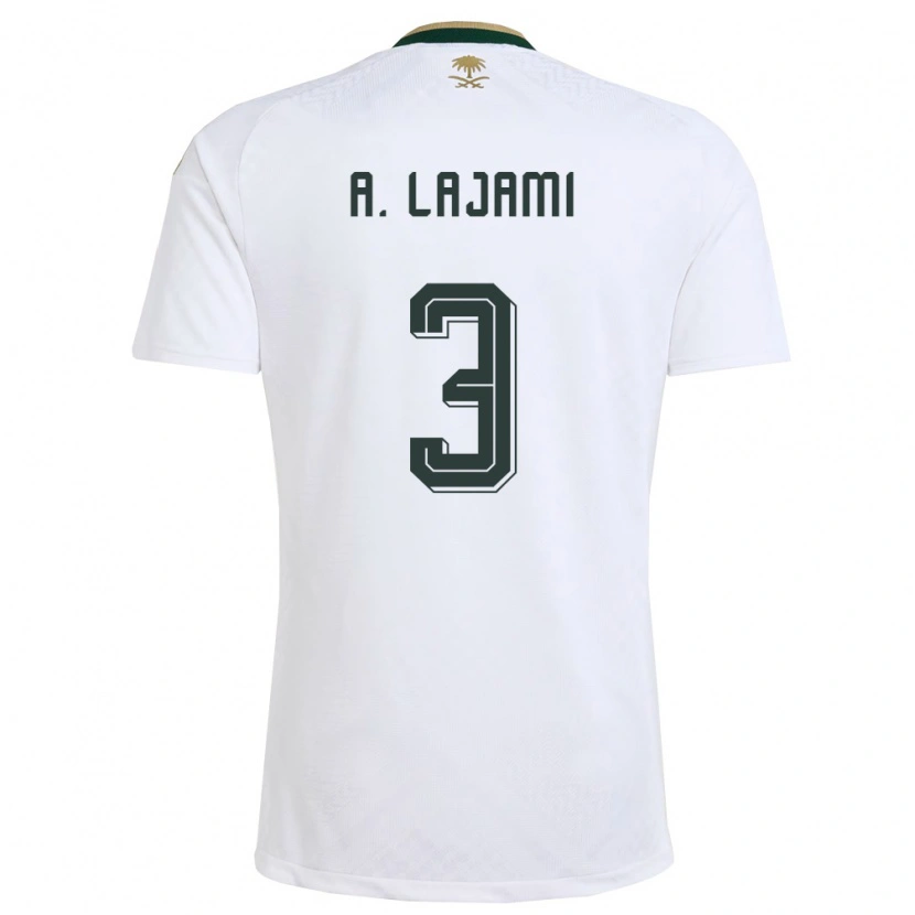 Danxen Barn Saudi-Arabien Ali Lajami #3 Vit Grön Guld Bortatröja Matchtröjor 26-28 Tröjor T-Tröja