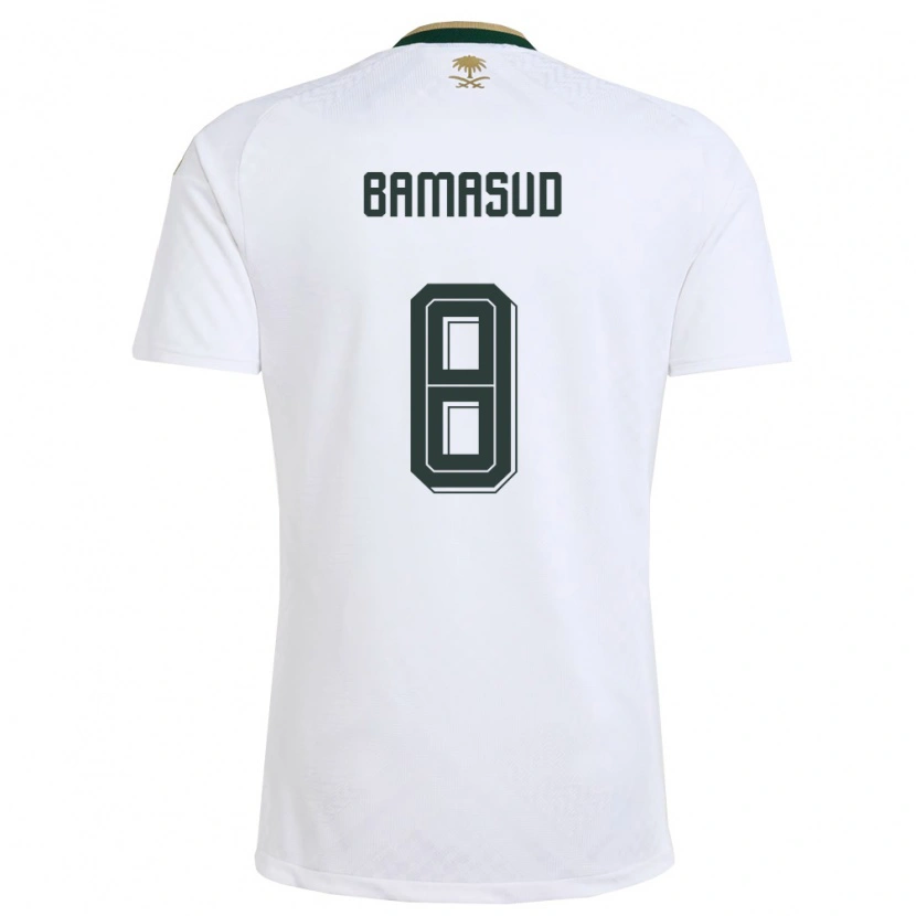 Danxen Barn Saudi-Arabien Ahmed Bamasud #8 Vit Grön Guld Bortatröja Matchtröjor 26-28 Tröjor T-Tröja