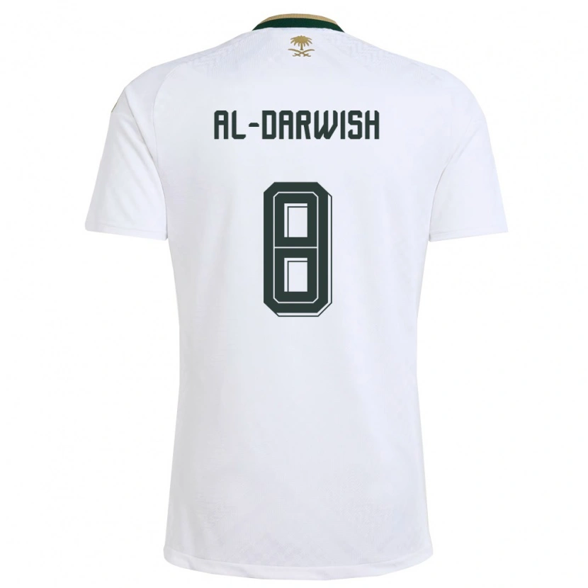 Danxen Barn Saudi-Arabien Mohammed Al-Darwish #8 Vit Grön Guld Bortatröja Matchtröjor 26-28 Tröjor T-Tröja