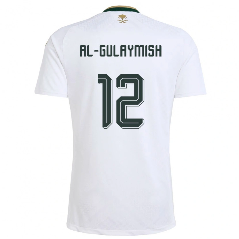Danxen Barn Saudi-Arabien Nawaf Al-Gulaymish #12 Vit Grön Guld Bortatröja Matchtröjor 26-28 Tröjor T-Tröja