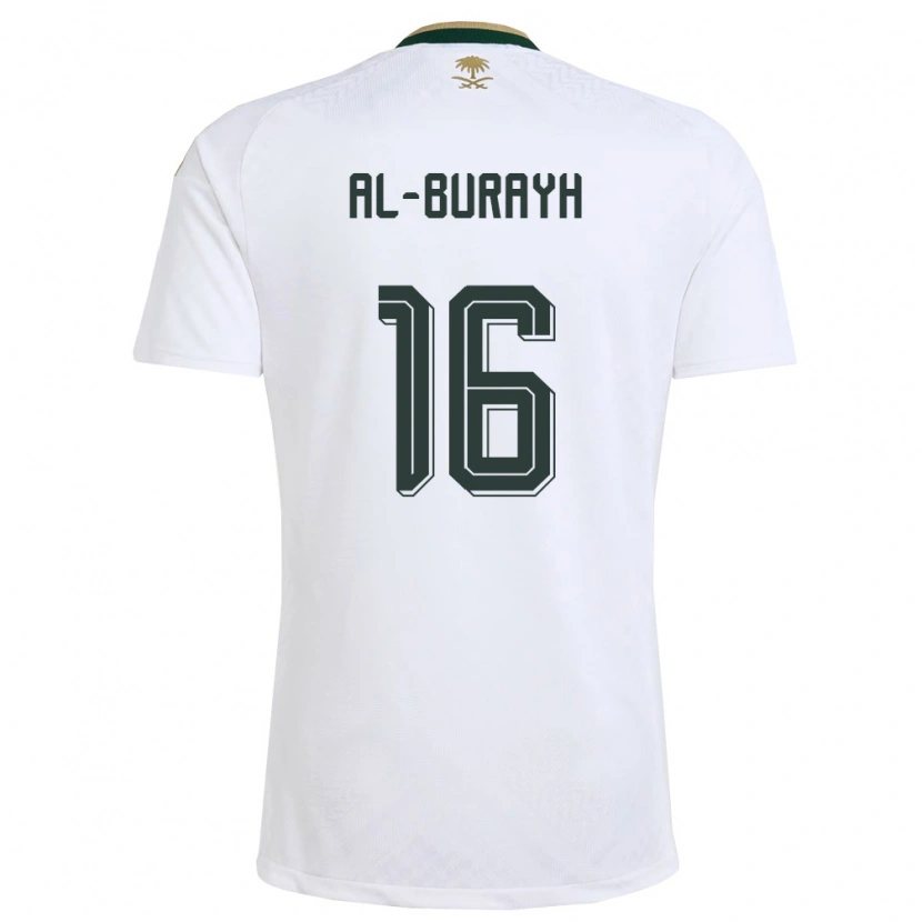 Danxen Barn Saudi-Arabien Mahmoud Al-Burayh #16 Vit Grön Guld Bortatröja Matchtröjor 26-28 Tröjor T-Tröja