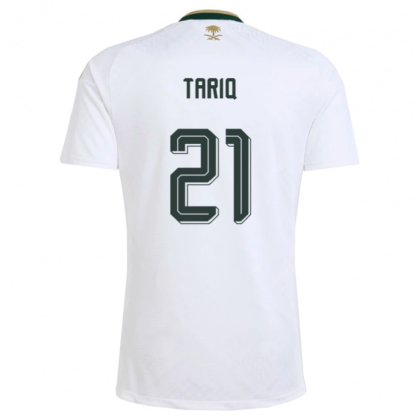 Danxen Barn Saudi-Arabien Juri Tariq #21 Vit Grön Guld Bortatröja Matchtröjor 26-28 Tröjor T-Tröja