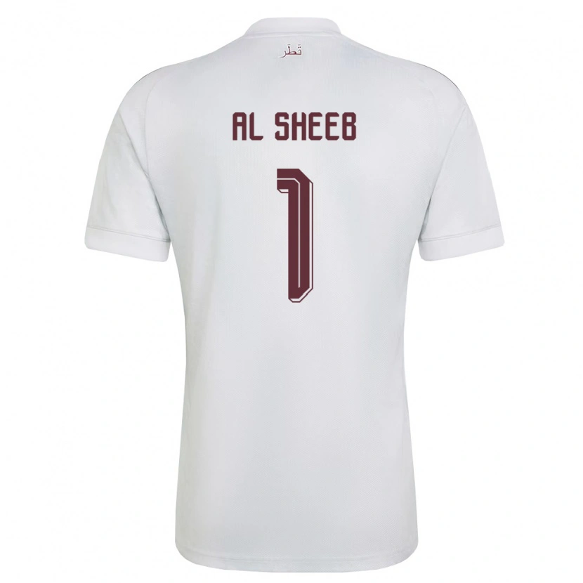 Danxen Barn Qatar Saad Al Sheeb #1 Vit Burgund Bortatröja Matchtröjor 26-28 Tröjor T-Tröja