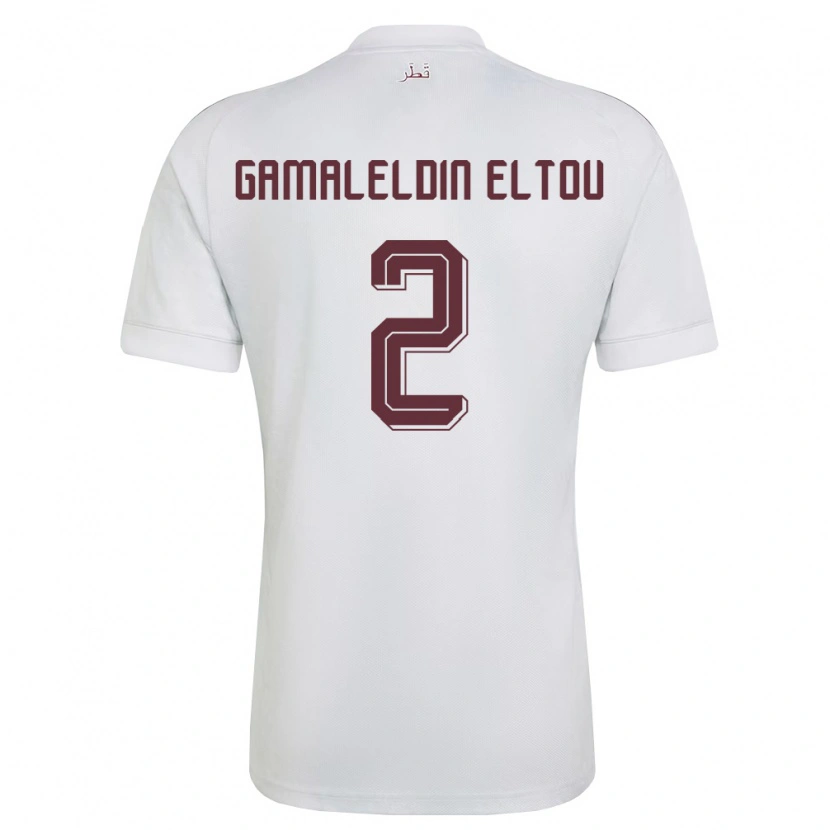 Danxen Barn Qatar Ghassan Gamaleldin Eltou #2 Vit Burgund Bortatröja Matchtröjor 26-28 Tröjor T-Tröja