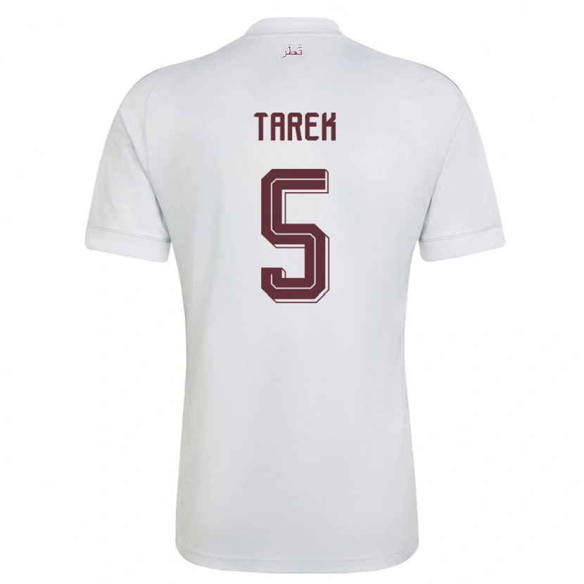 Danxen Barn Qatar Tarek Salman #5 Vit Burgund Bortatröja Matchtröjor 26-28 Tröjor T-Tröja