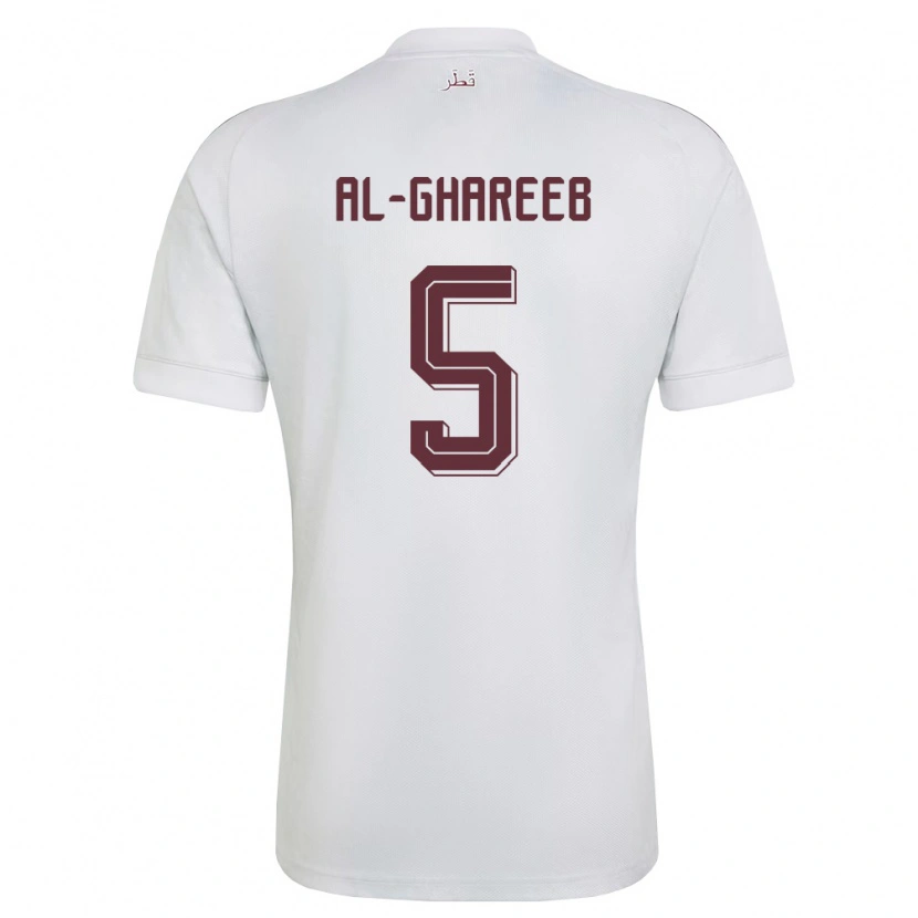 Danxen Barn Qatar Hassan Mohammed Al-Ghareeb #5 Vit Burgund Bortatröja Matchtröjor 26-28 Tröjor T-Tröja