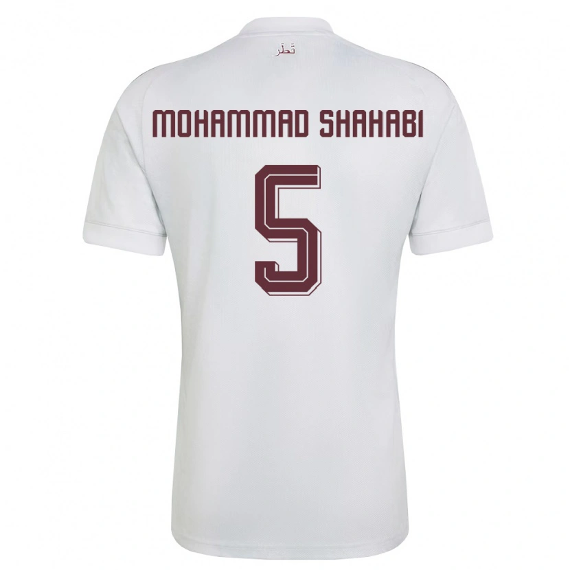 Danxen Barn Qatar Ali Mohammad Shahabi #5 Vit Burgund Bortatröja Matchtröjor 26-28 Tröjor T-Tröja