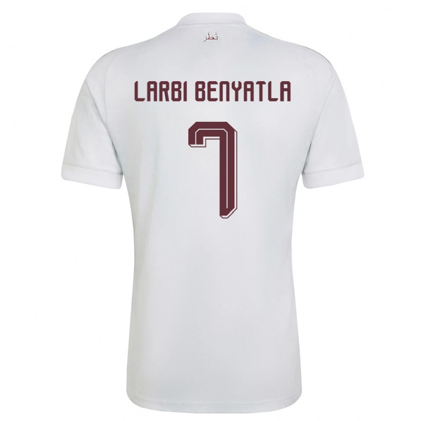 Danxen Barn Qatar Dhiaeddine Larbi Benyatla #7 Vit Burgund Bortatröja Matchtröjor 26-28 Tröjor T-Tröja