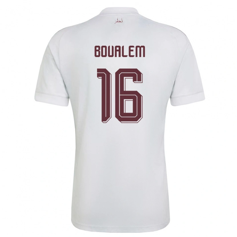 Danxen Barn Qatar Boualem Khoukhi #16 Vit Burgund Bortatröja Matchtröjor 26-28 Tröjor T-Tröja