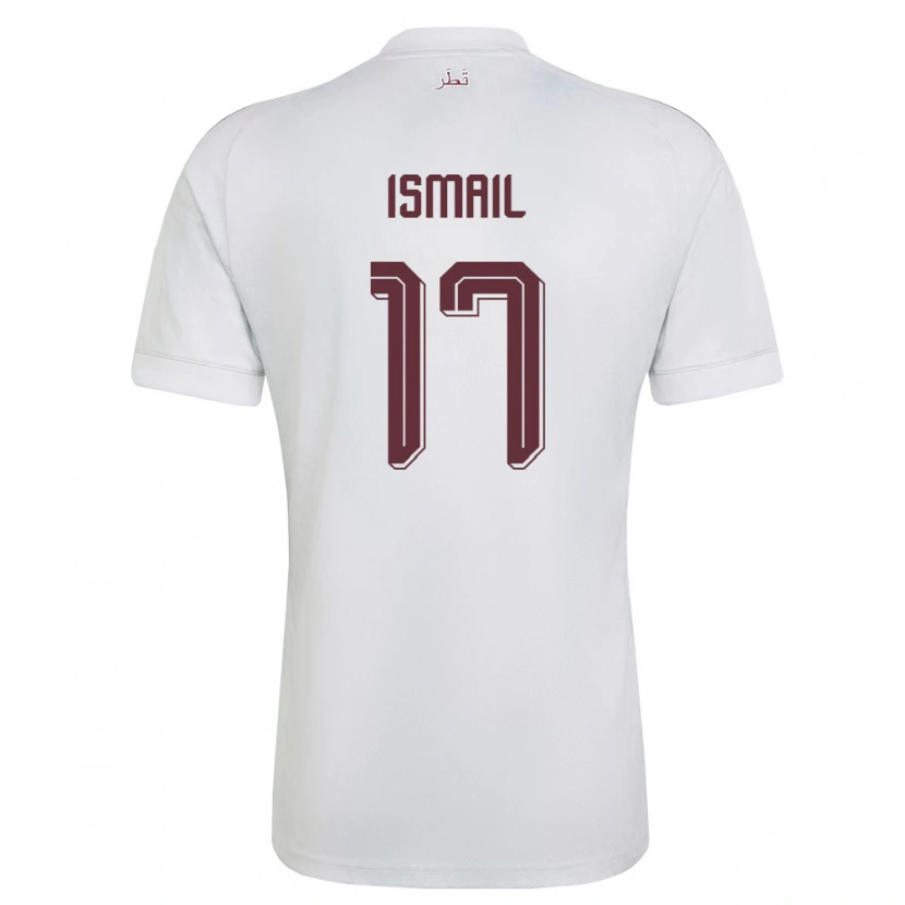 Danxen Barn Qatar Ismail Mohamad #17 Vit Burgund Bortatröja Matchtröjor 26-28 Tröjor T-Tröja