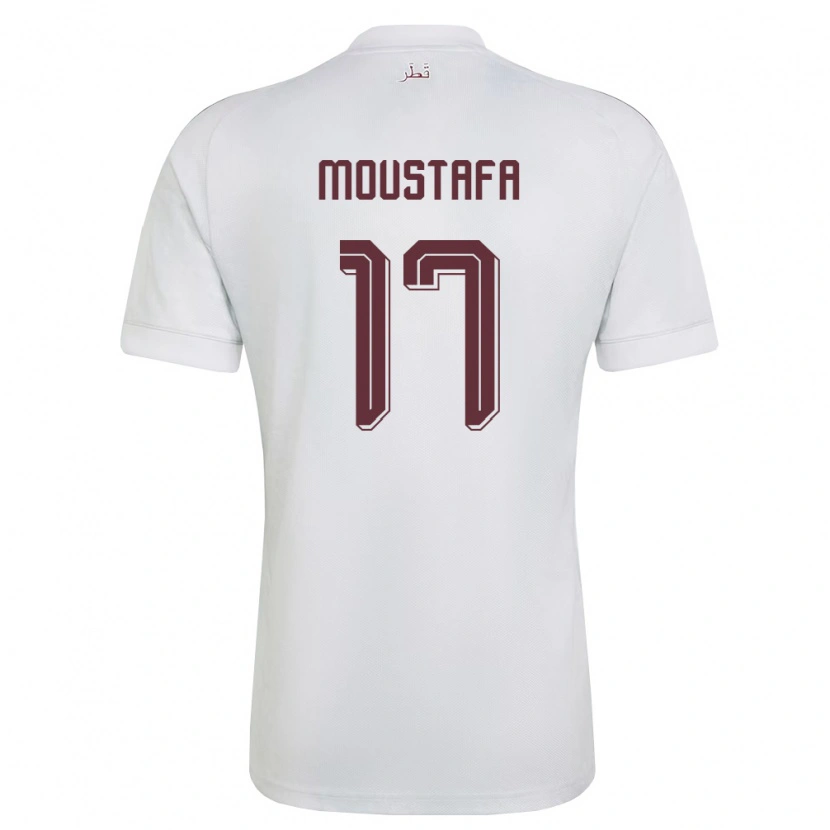 Danxen Barn Qatar Abdelrahman Moustafa #17 Vit Burgund Bortatröja Matchtröjor 26-28 Tröjor T-Tröja