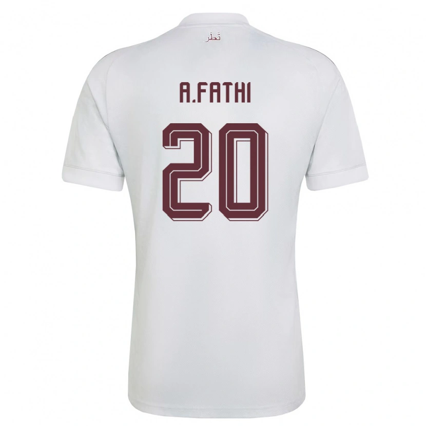 Danxen Barn Qatar Ahmed Fathi #20 Vit Burgund Bortatröja Matchtröjor 26-28 Tröjor T-Tröja