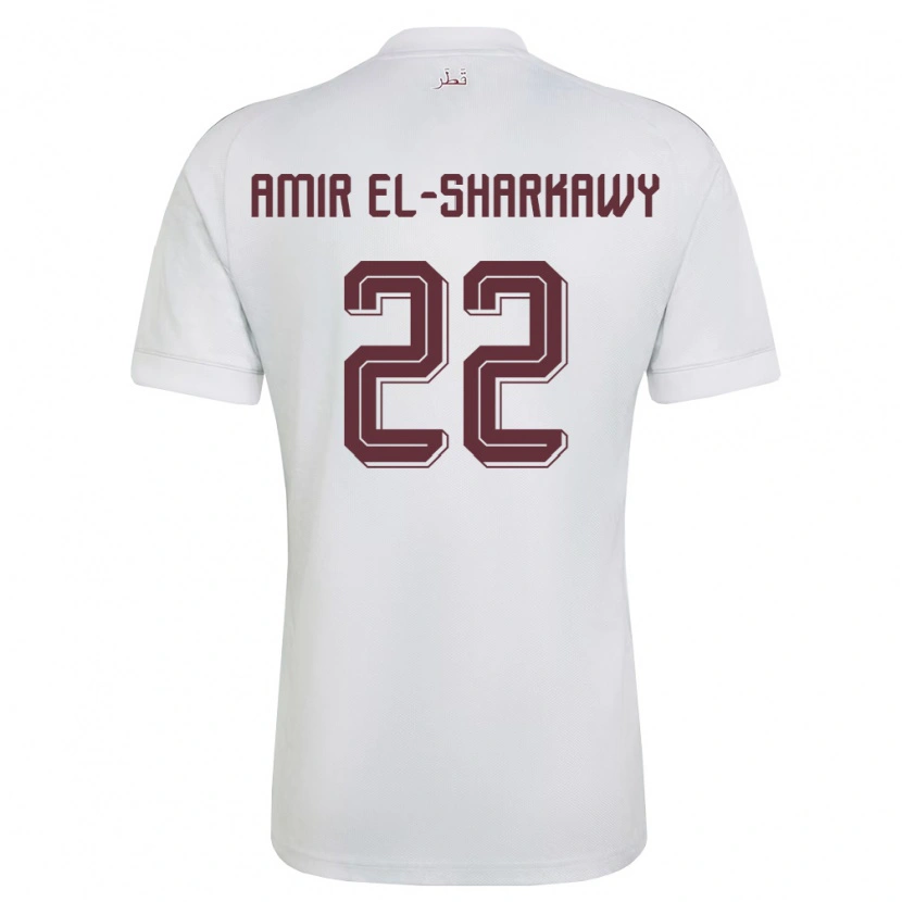 Danxen Barn Qatar Galal Amir El-Sharkawy #22 Vit Burgund Bortatröja Matchtröjor 26-28 Tröjor T-Tröja